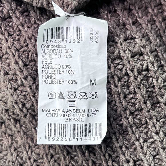 Anselmi Brown Button-Up Belted Women Sweater Medium Faux Fur Hem - Picture 16 of 16